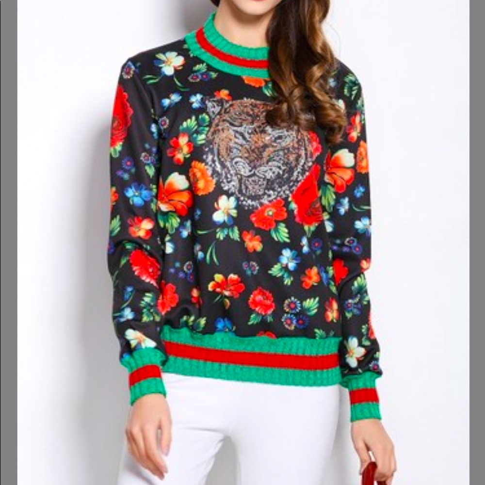 Floral tiger sweater
